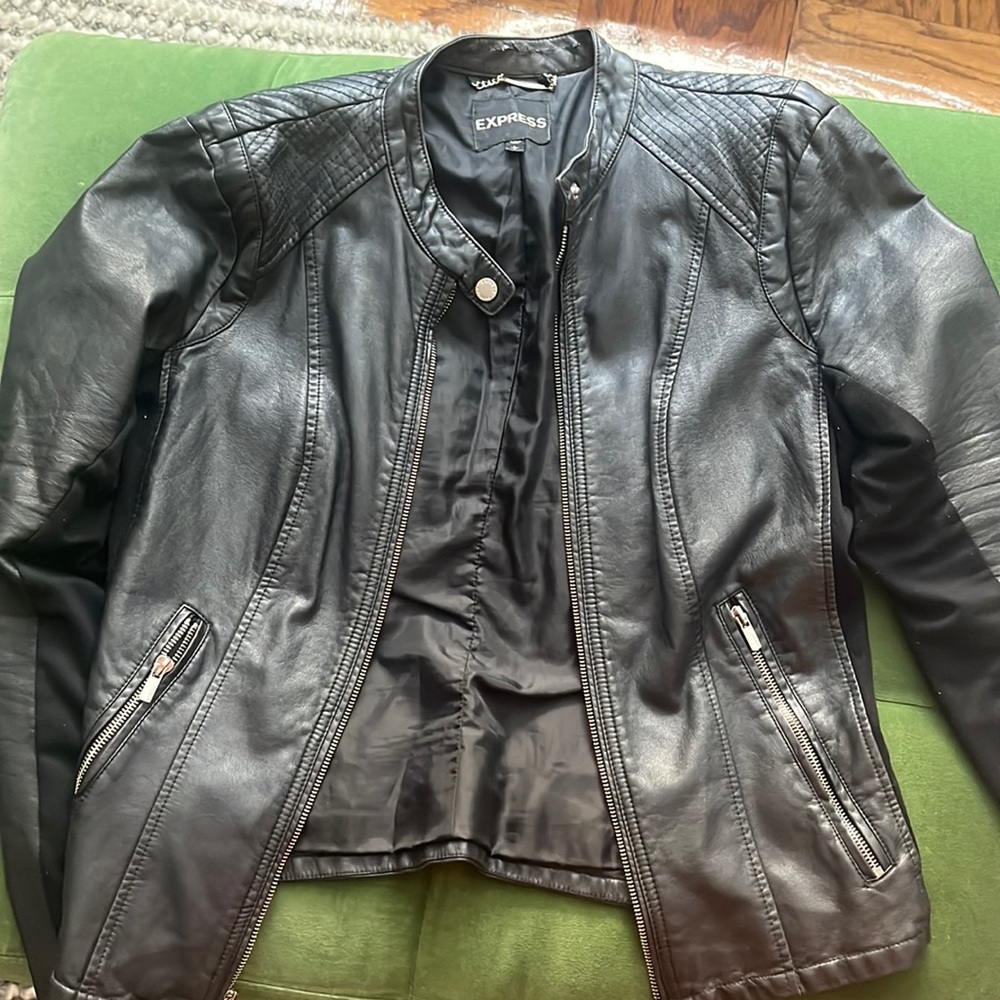 A classic black leather jacket